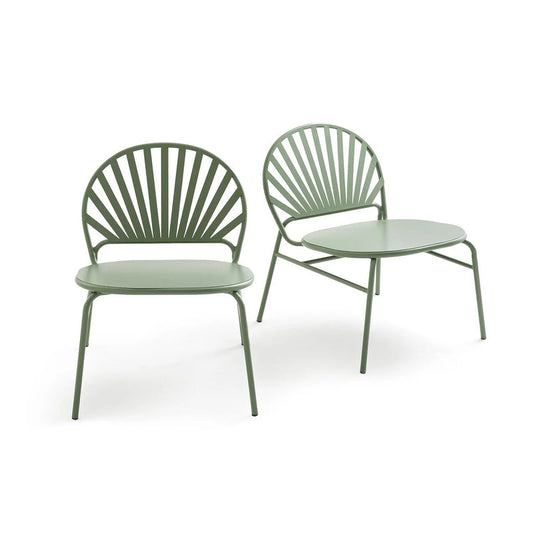 Himony Set of 2 Metal Garden Armchairs