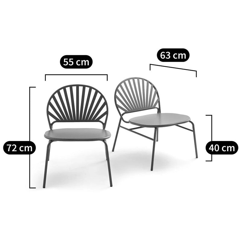 Himony Set of 2 Metal Garden Armchairs