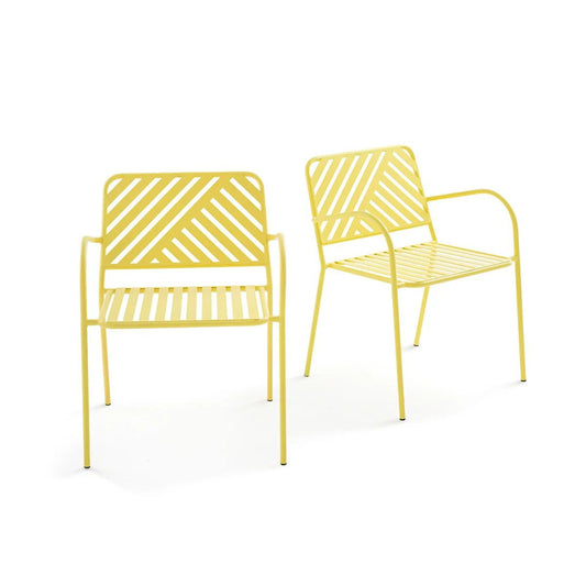 Dimino Set of 2 Steel Garden Armchairs