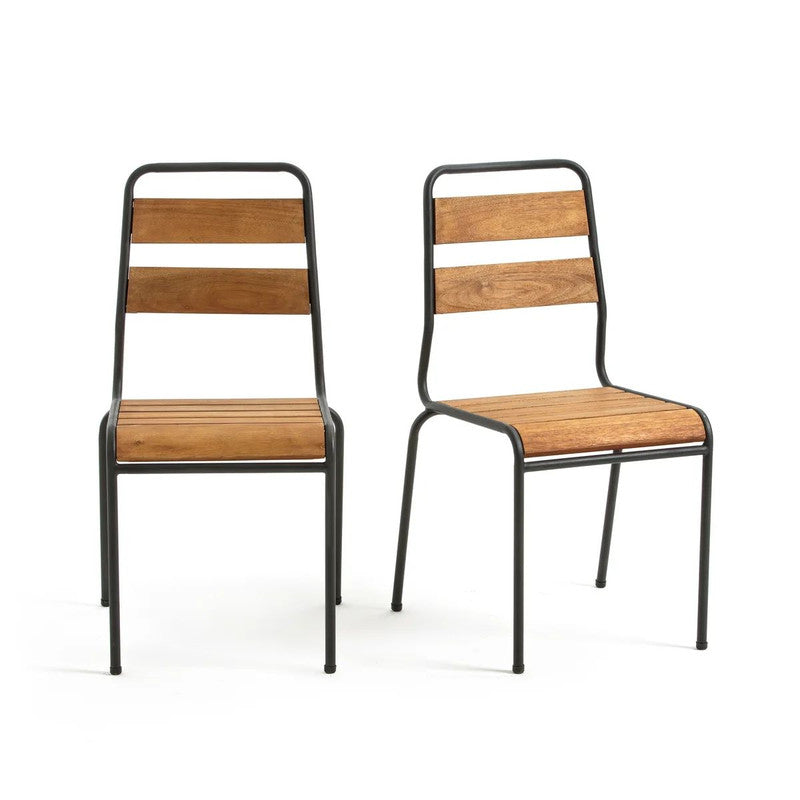 Bilso Set of 2 Acacia Garden Chairs