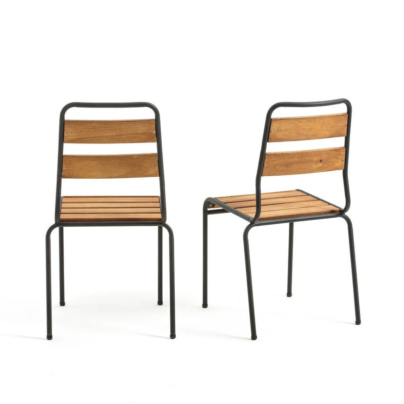 Bilso Set of 2 Acacia Garden Chairs