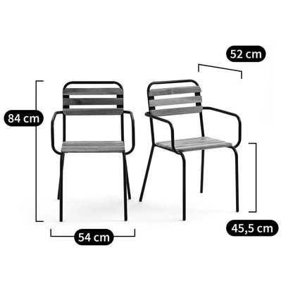 Bilso Set of 2 Wood & Metal Garden Armchairs