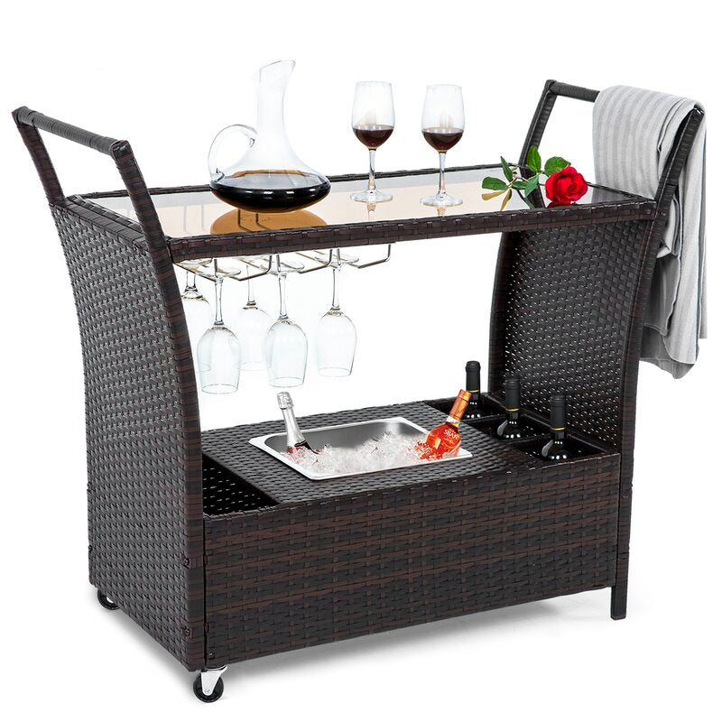 Wicker Bar Cart