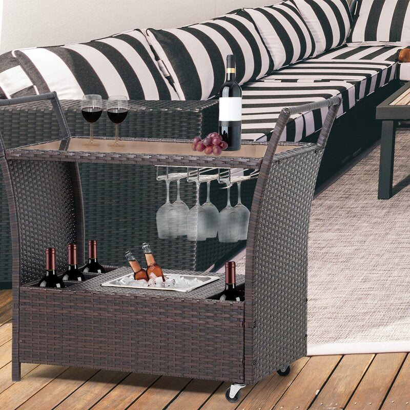 Wicker Bar Cart