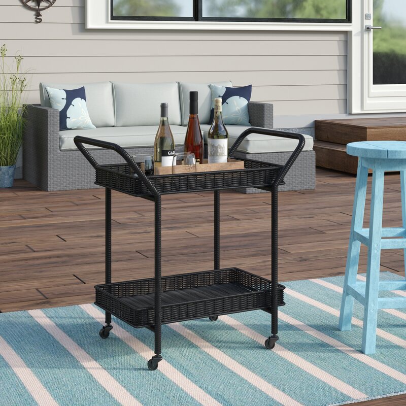 Wicker Bar Cart